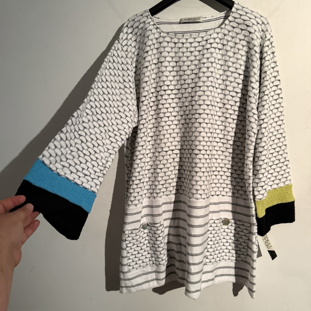 Margaret Winters Textured Tunic Sweater XL Lagenlook Artsy Boho Relaxed NWT
